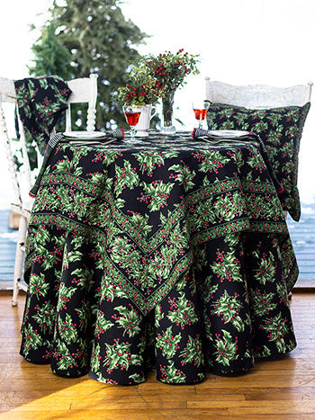Table Cloth - April Cornell, Holly Black 72 x 120