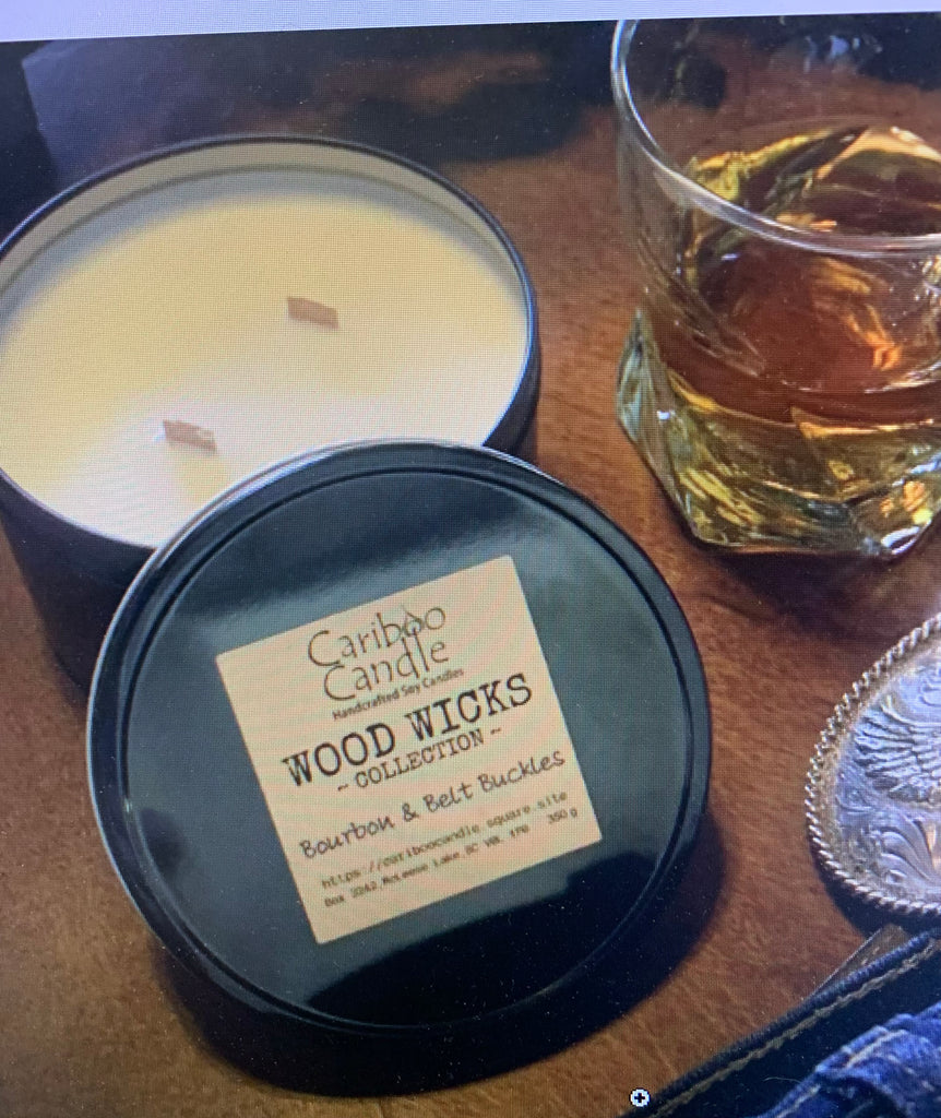 Wood Wick Candle - Bourbon and Belt Buckles