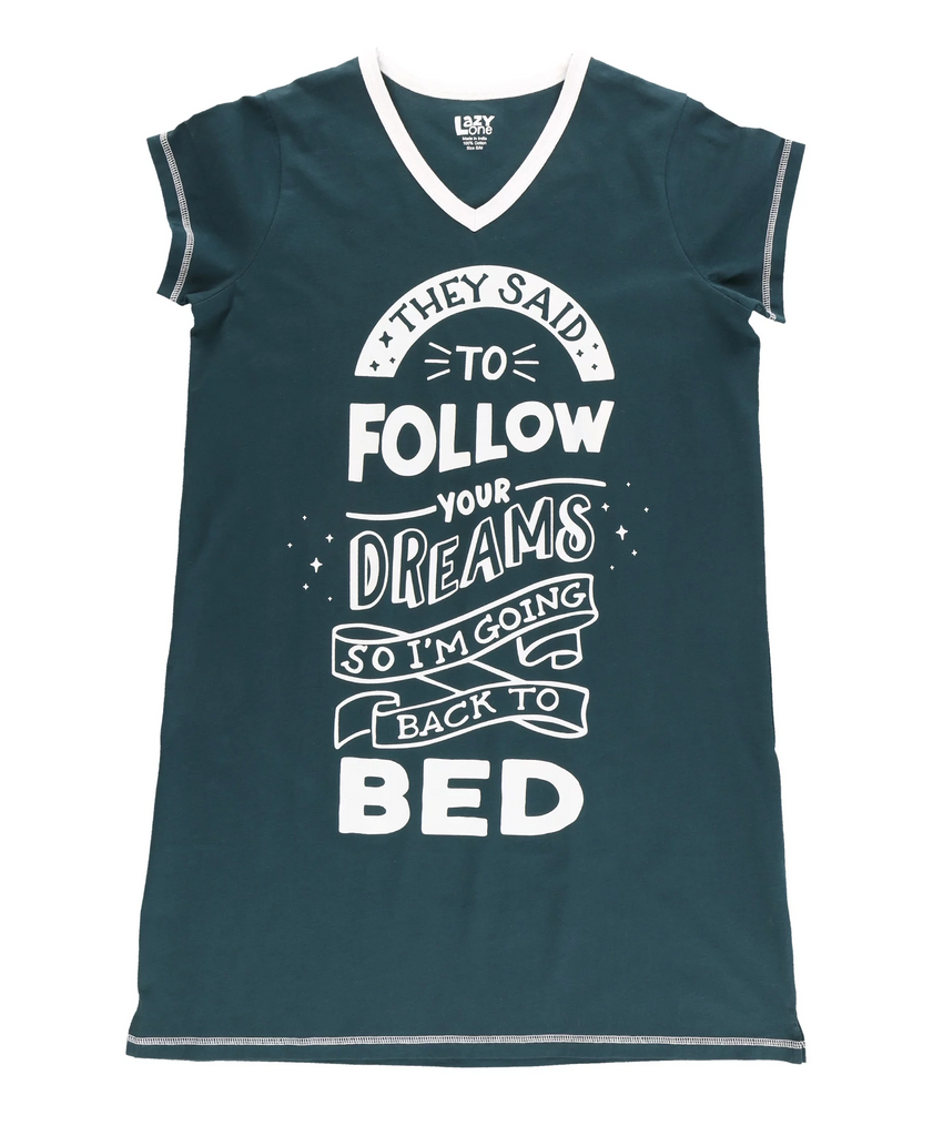 V Neck Sleep Shirt - Follow To Bed L/XL