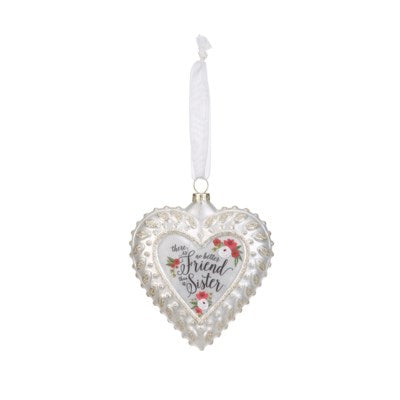 Ornament, Boxed -  Glass Heart, Sister