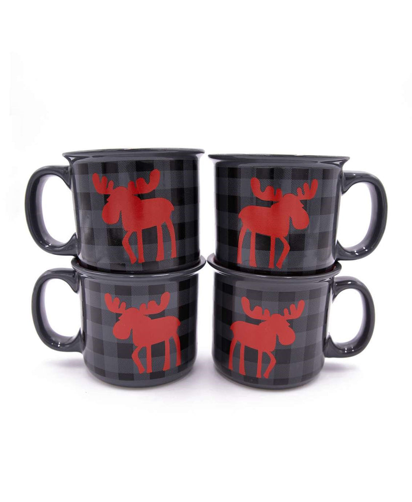Coffee Mug - Grey Plaid Moose