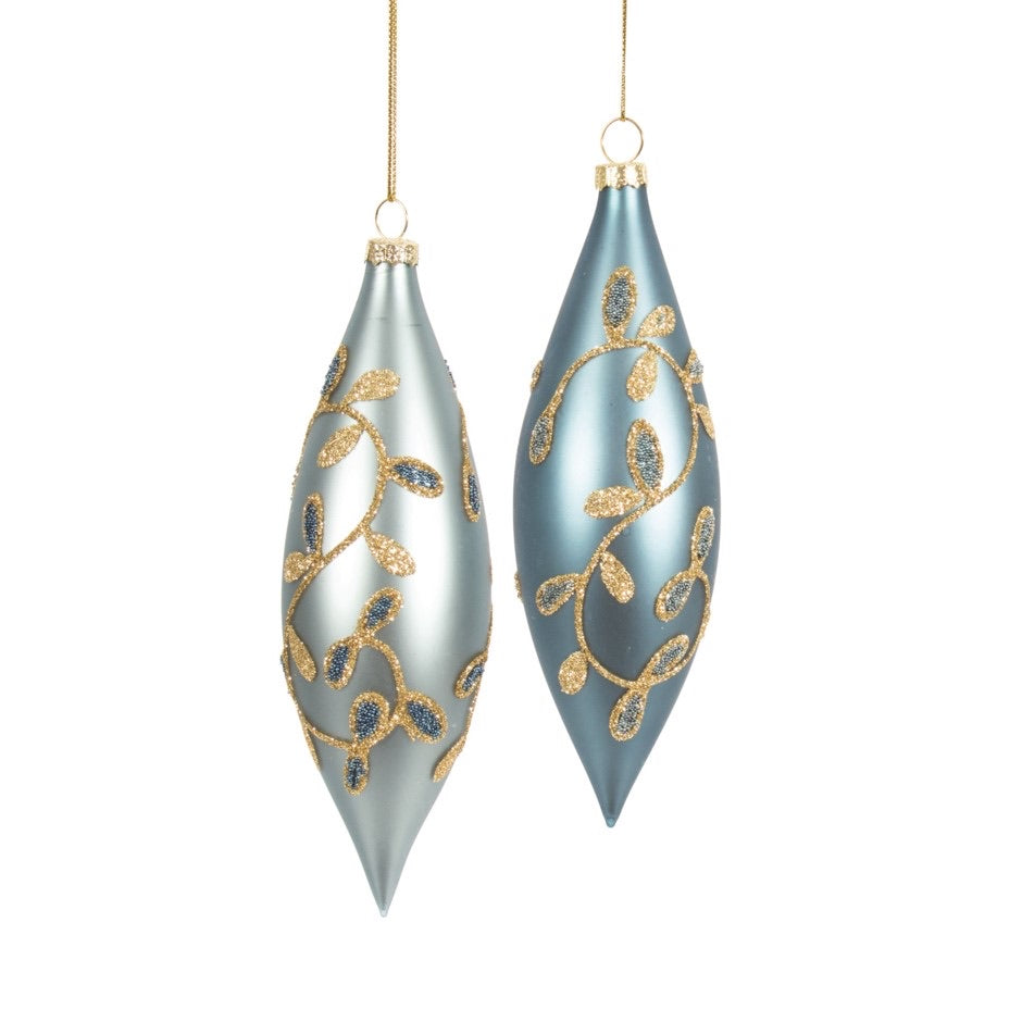 Ornament - Metallic Blue & Gold Finial