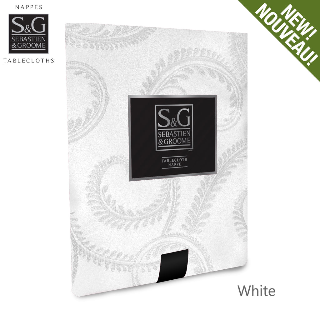 Laurel Brocade 70x126” Oblong- White