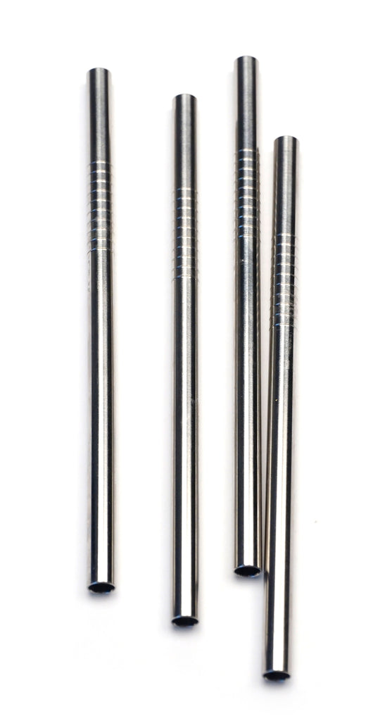 Drink Straws - Short, Stainless Steel , set of 4
