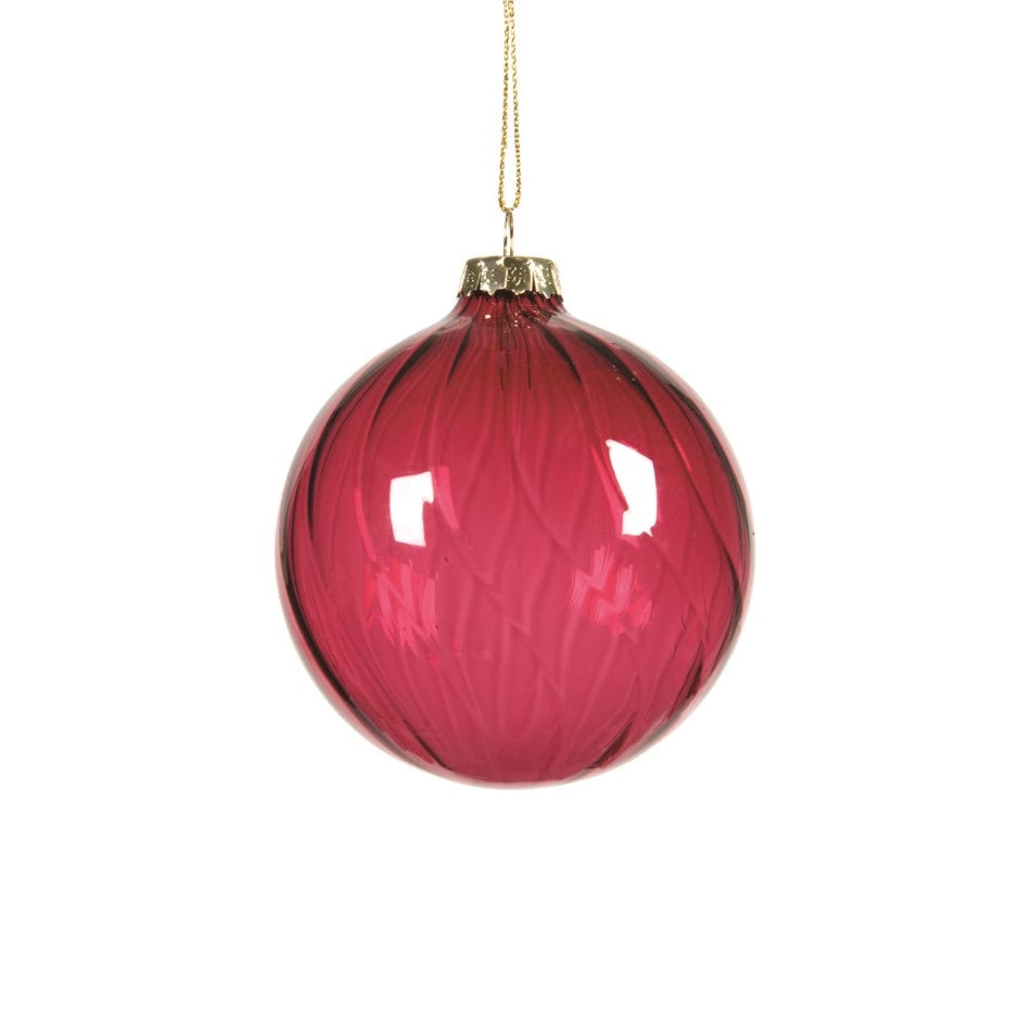 Ornament - Glass Ball Clear Burgundy