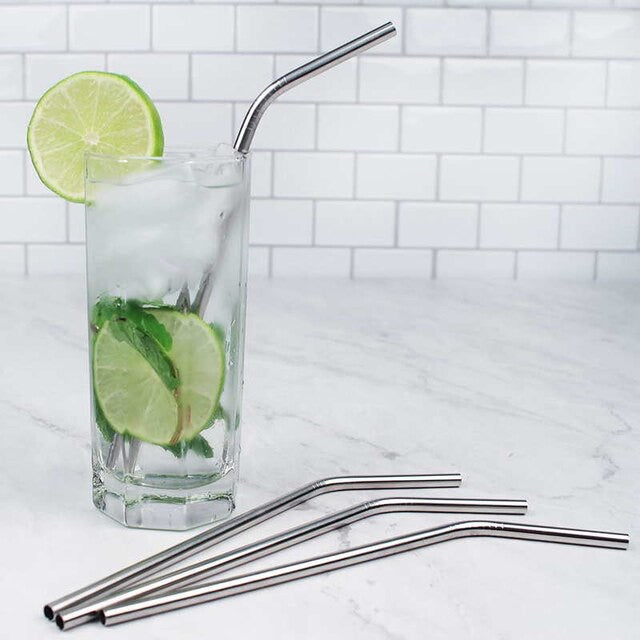 Long Drink Straws - Stainless Steel, set of 4
